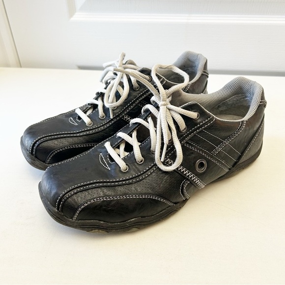 Men's Weekenders Black Leather Casual Lace Up Shoes Size 10 - Picture 5 of 12